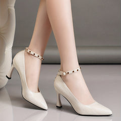 Women's Ankle Buckle Strap Pumps Pointed Toe Stiletto Heels Dress Shoes