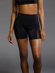 Mesh Stitching Yoga Shorts Ribbed Waist Activewear