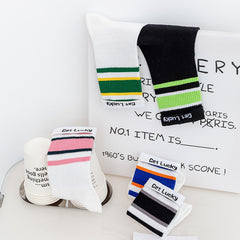 5 Pairs Women's Striped Mid Tube Socks
