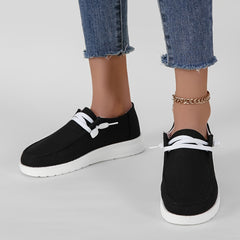 Women's Platform Canvas Shoes Lightweight Slip On Loafers