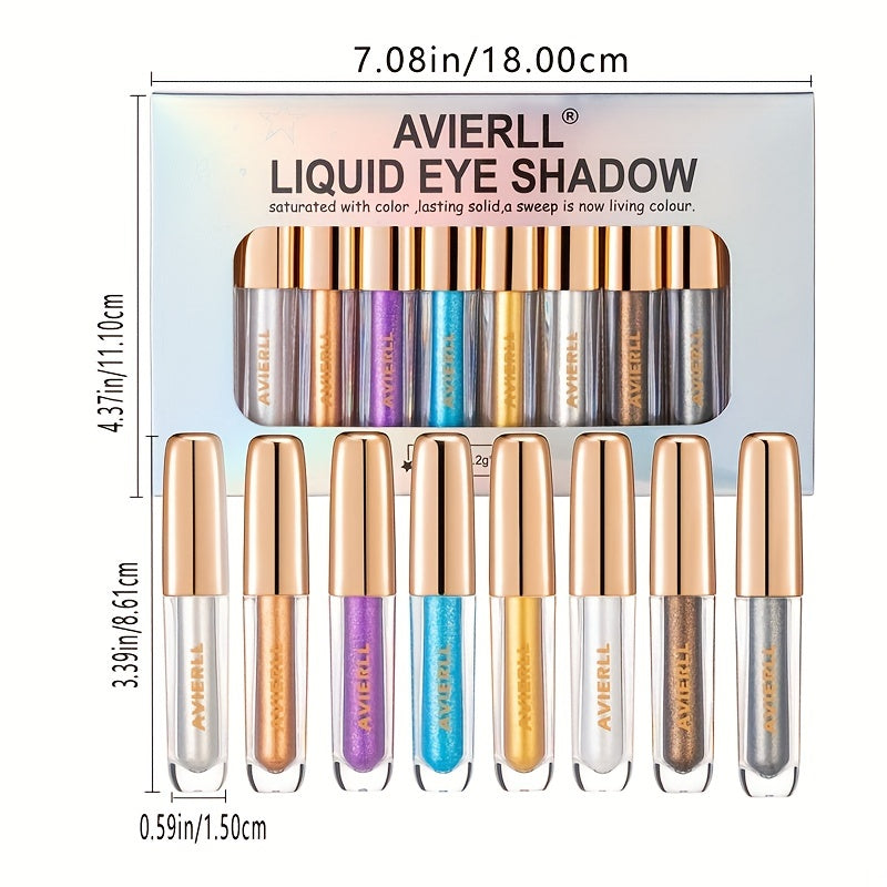 AVIERLL 8 Liquid Eyeshadow Set Brown Glitter Eye Shadow Stick Kit