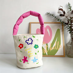 Portable Flower Bucket Bag Casual Large Capacity Handbag