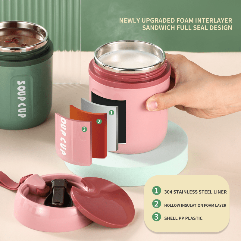 304 Stainless Steel Vacuum Cup Leak Proof for School Office Picnic Travel