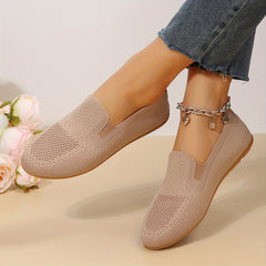 Women's Knit Mesh Slip On Flat Shoes Lightweight & Comfortable