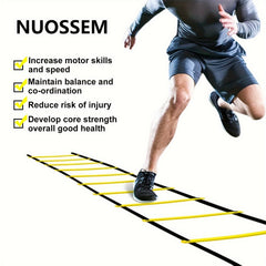 Speed Agility Ladder Set - 12 Rung Ladder, 6 Disc Cones, 4 Steel Stakes, Whistle