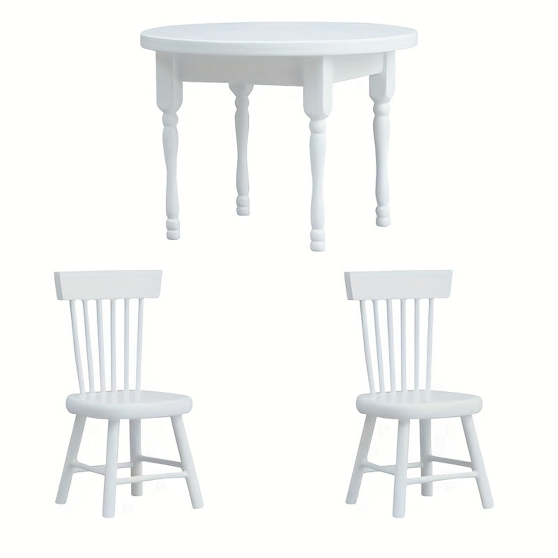 Miniature Dollhouse Wooden Round Table Set