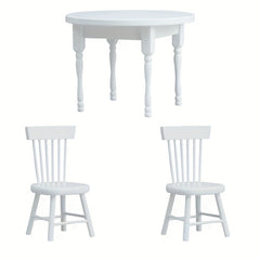 Miniature Dollhouse Wooden Round Table Set