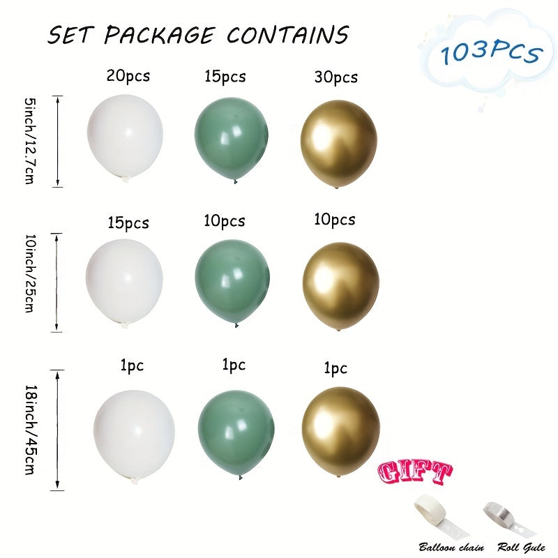 103pcs Green Golden Latex Balloons Wedding Baby Shower Party Decoration