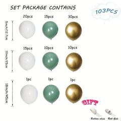 103pcs Green Golden Latex Balloons Wedding Baby Shower Party Decoration
