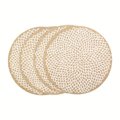 6pcs Jute Printed Placemat Heat Insulation Mat for Dining Decor