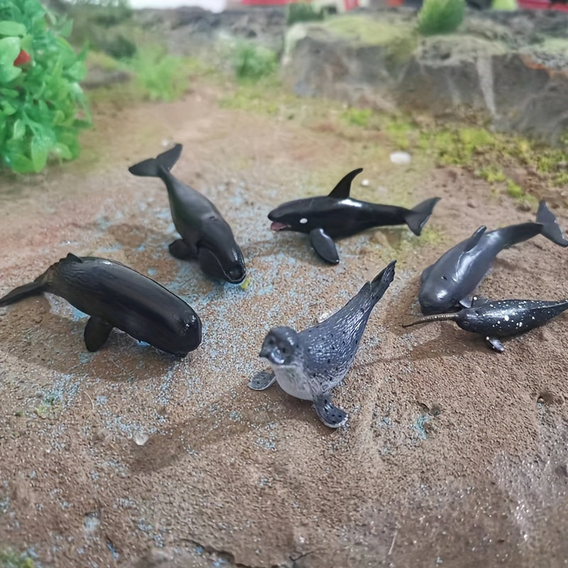 6pcs Marine Life Model Fish Animal Toys Shark Killer Whale Ornaments