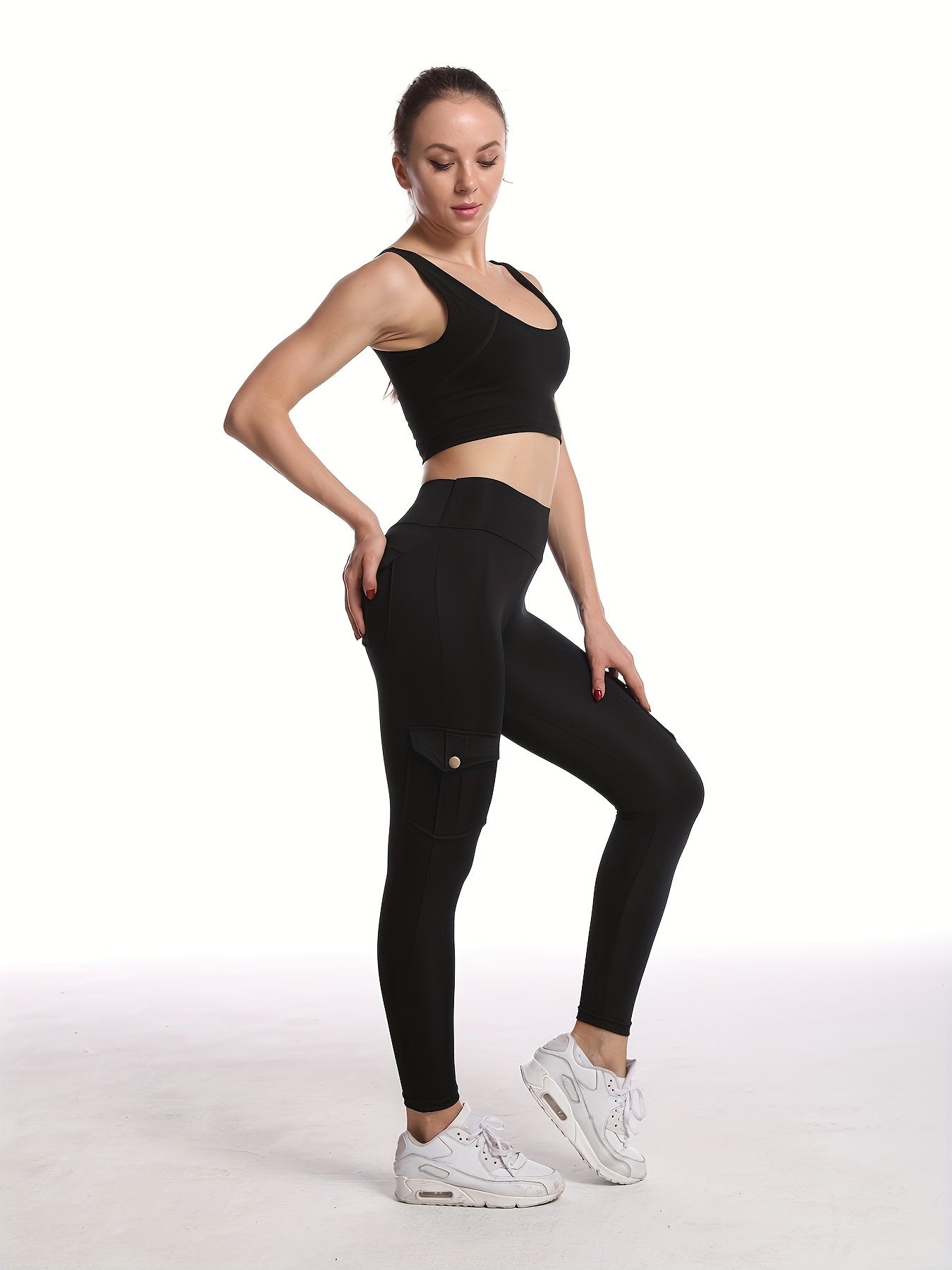 Yoga Sweat Absorbing Leggings With Pocket Women's Sports Tight Pants
