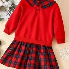 Plaid Decor Girls Dress for Fall Winter Christmas
