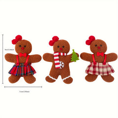 3pcs Gingerbread Man Pillow Christmas Tree Accessories Pendant