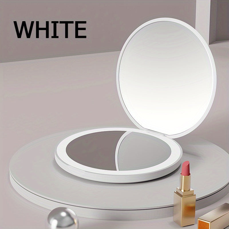 Mini LED Makeup Mirror Round Folding Portable Lighted Beauty Mirror