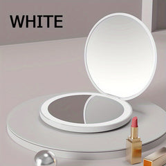 Mini LED Makeup Mirror Round Folding Portable Lighted Beauty Mirror