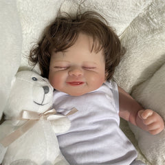Realistic 19 Inch Reborn Doll Soft Cloth Body Implanted Hair Painted Veins