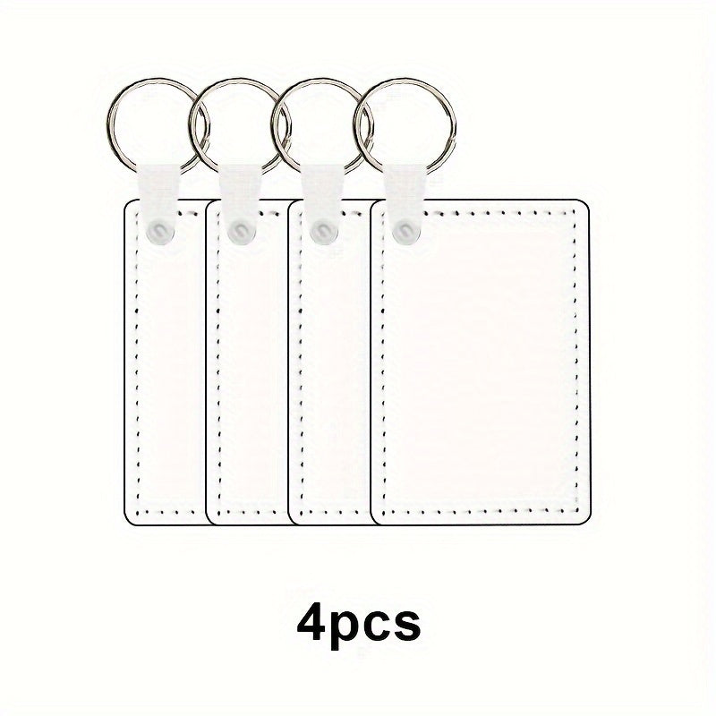10pcs Double Sided Sublimation PU Key Chains Heat Transfer Blank Rectangle Keych