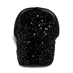 Sequin Mesh Baseball Cap Adjustable Trucker Hat Sunscreen Dad Hats For Women