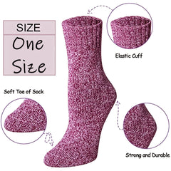 5 Pairs Thick Knit Warm Socks Soft & Comfy Mid Tube Socks Women's Stockings