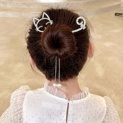 Rhinestone Faux Pearl Tassel Hair Clips for Baby Girls
