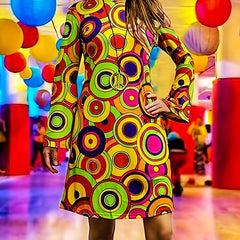 Flared Sleeve Round Neck Plus Size Party Dress