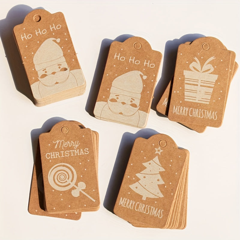 50pcs Santa Claus Labels with Hemp Rope Christmas Tree Ornaments