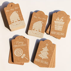 50pcs Santa Claus Labels with Hemp Rope Christmas Tree Ornaments