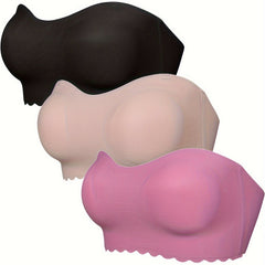 3pcs Scalloped Wireless Push Up Strapless Bra Women's Lingerie
