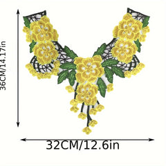 3D Collar Flower Lace Fabric Applique for DIY Lady Dress