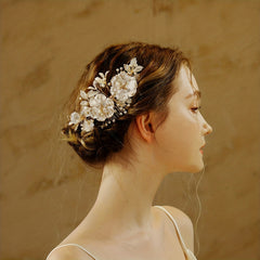 Flower Charm Hair Comb Rhinestone Pearl Bridal Wedding Headwear