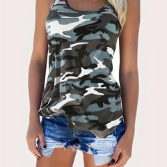 Camo Print Tank Top Racerback Sleeveless Summer Women's Clothing