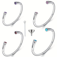 Stainless Steel Cremation Bracelet with Birthstone Keepsake Jewelry