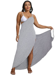 Sexy Plus Size Wrap Maxi Dress with High Split