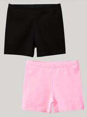 2pcs Girls Classic Elastic Waist Shorts Leggings for Spring Summer