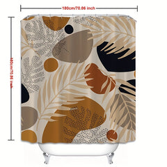 Geometric Leaf Shower Curtain Set with Hooks & Rug