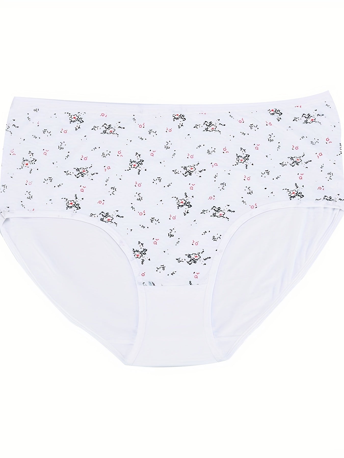 4 Pack Women's Plus Size Soft Ditsy Floral Print Everyday Panties Set