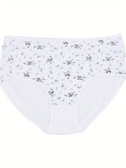 4 Pack Women's Plus Size Soft Ditsy Floral Print Everyday Panties Set