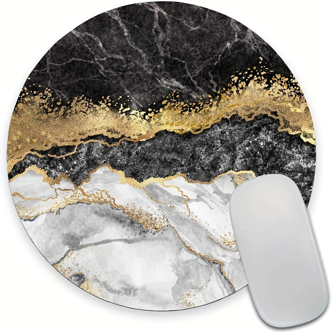 Waterproof Marble Round Mouse Pad Non Slip Rubber Base Mouse Pad