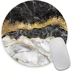 Waterproof Marble Round Mouse Pad Non Slip Rubber Base Mouse Pad