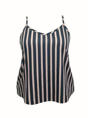 Stripe Print Cami Top & Lace Bow Pants Pajama Set