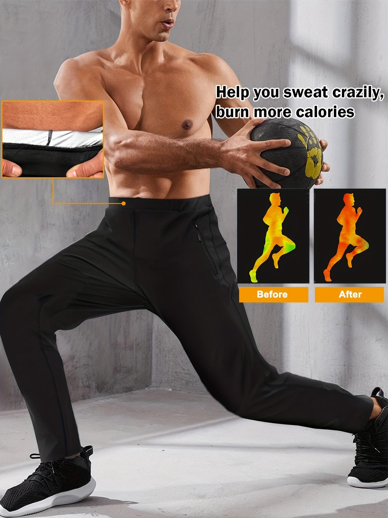 Men's Hot Thermo Body Shaper Sweat Pants for Weight Loss