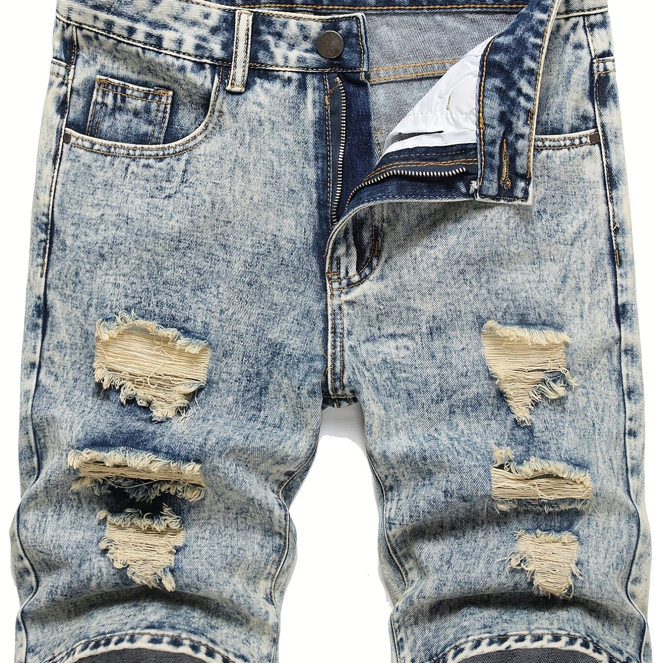 Men's Ripped Denim Shorts - Casual Street Style for Summer