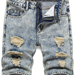Men's Ripped Denim Shorts - Casual Street Style for Summer