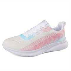 Women's Knitted Running Shoes Lightweight Low Top Sports Lace Up