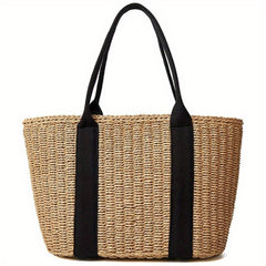 Straw Woven Summer Beach Tote Large Capacity Shoulder Bag Women's Rattan Handbag