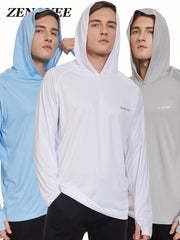 3 Pcs Men's UPF 50 Sun Protection Hoodie Long Sleeve Quick Dry Tops