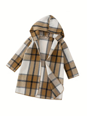 Plaid Hoodie Jacket Varsity Cardigan for Kids