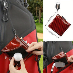 Colorful Golf Ball Cleaning Towel w/ Retractable Key Chain & Tee