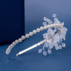 Pearl Beaded Flower Headband for Bridal Wedding